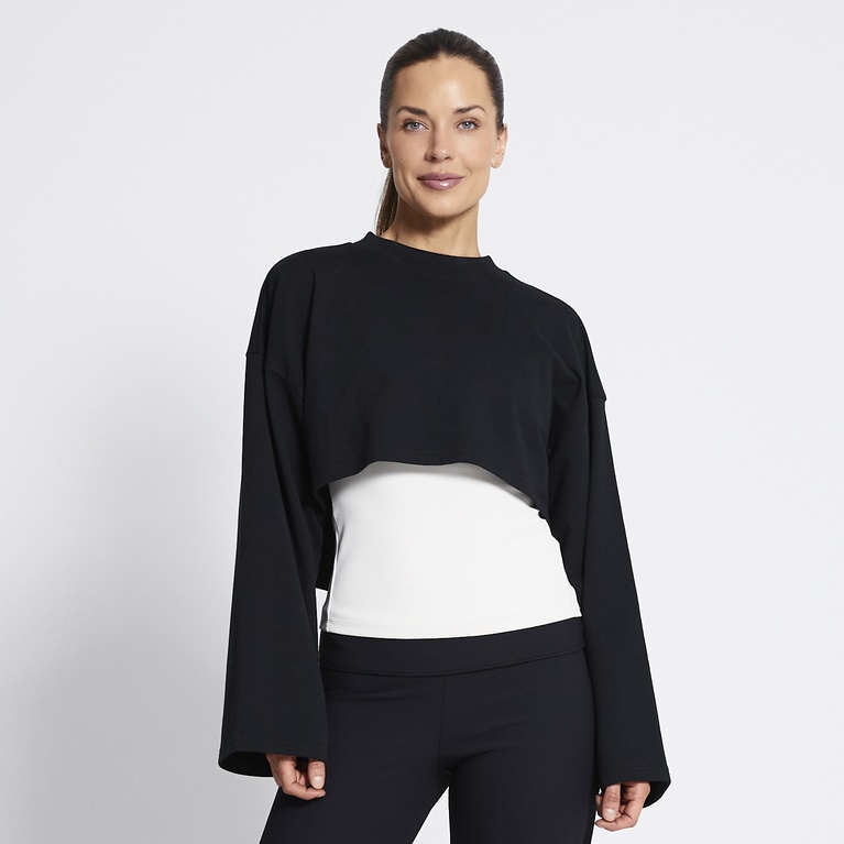 Cropped sweatshirt "Power Crew" Black